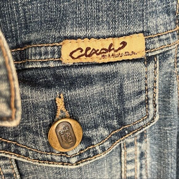 Vintage Upcycled Cottage Core Shabby Chic Denim Cropped Denim Jean Jacket Sz M - Picture 4 of 10